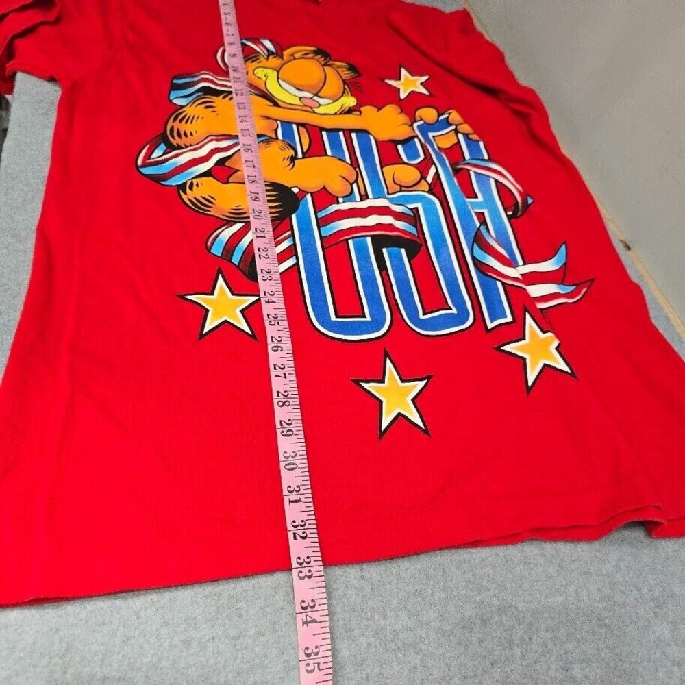 Vtg Garfield TShirt Tee XL Red Single Stitch Patriotic USA American Stars - Picture 6 of 10